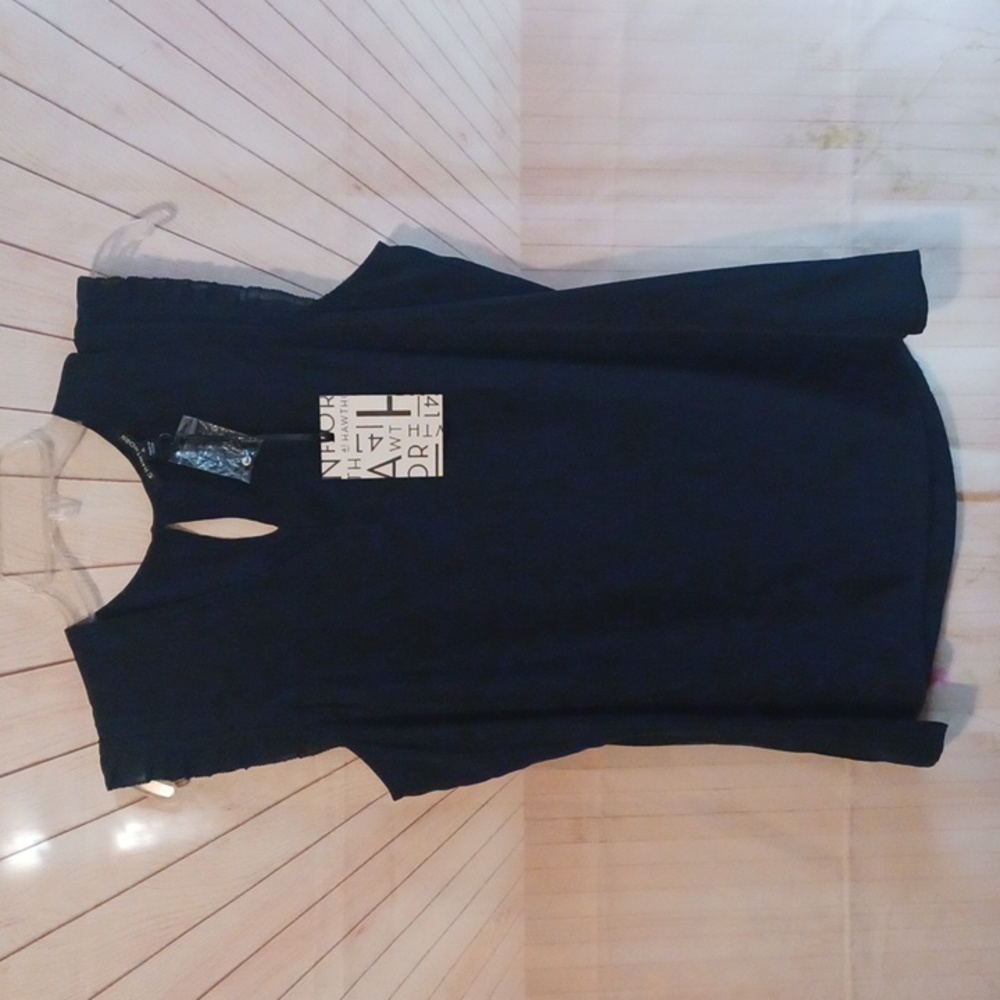 41 Hawthorne Navy Blue Blouse Ruffle Sheer Trim - Picture 1 of 4